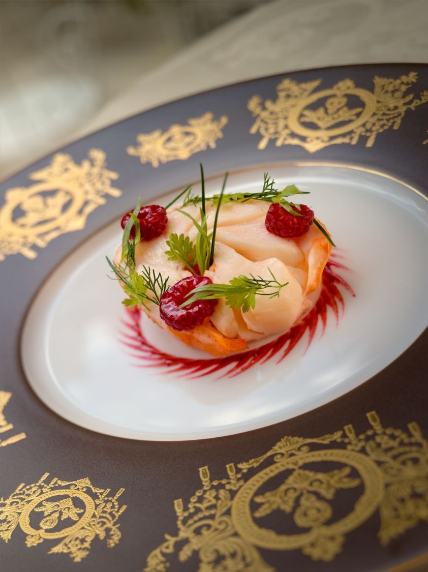 Langouste tiède vinaigrette framboisée « Roxane »